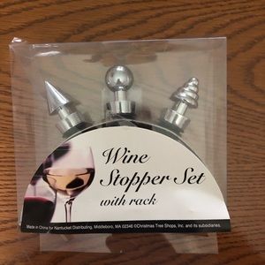 Bottle stopper set - 3 stoppers and rack.original box- great gift!